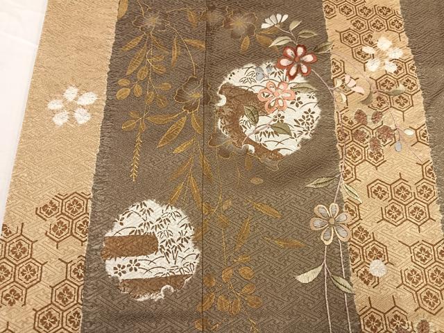 平和屋着物●訪問着 刺繍 雪輪枝花文 金彩 正絹 逸品 未使用 AABG2816ph