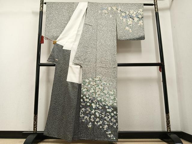 平和屋着物●訪問着 枝花文 たたき染め さが美扱い 正絹 逸品 未使用 AABG2821ph