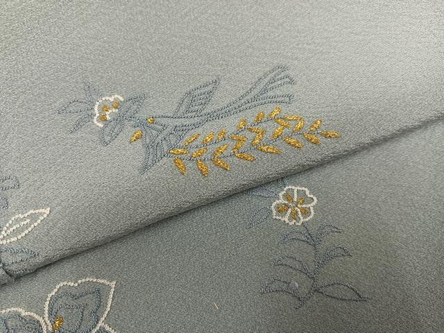平和屋着物●加賀友禅の巨匠 初代 由水十久 訪問着 中国三大刺繍 相良刺繍 花喰い鳥 金糸 正絹 逸品 AABG2823ph