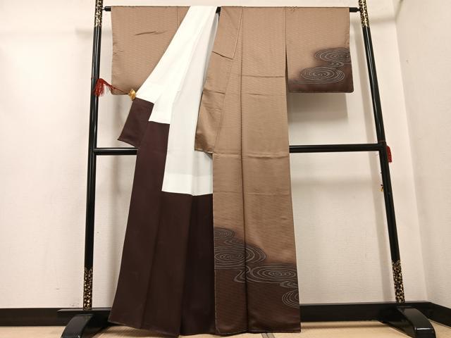 平和屋着物●染色作家 斉藤三才 訪問着 流水文 暈し染め 正絹 逸品 未使用 AABG2827ph