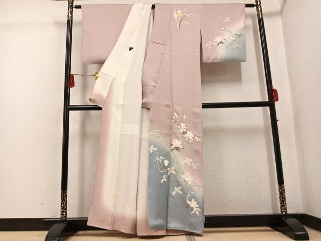 平和屋着物●訪問着 友禅 作家物 花鳥文 暈し染め 正絹 逸品 AABG2837ph