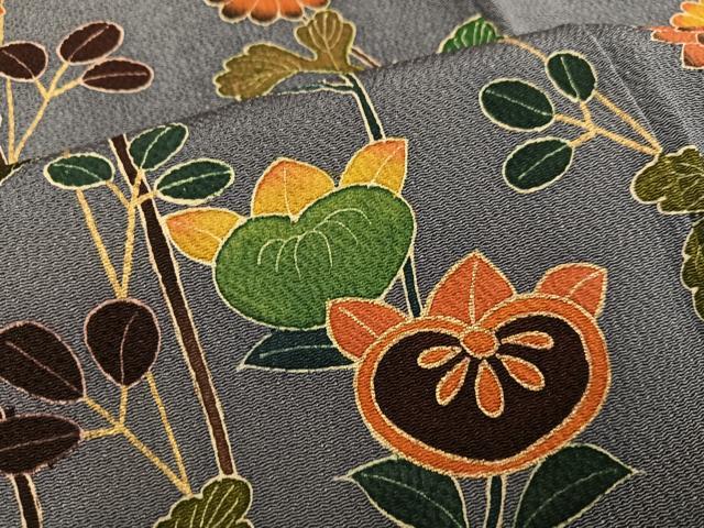 平和屋着物●訪問着 友禅 枝花文 金彩 鬼しぼ縮緬 正絹 逸品 AABG2839ph