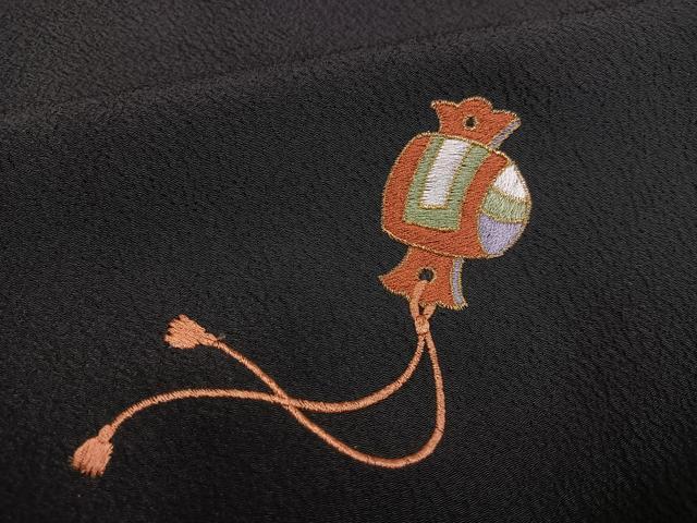 平和屋着物●洗える最高級着物 <英>はなぶさ謹製 訪問着 刺繍 宝尽くし 黒地 金糸 AABG2844ph