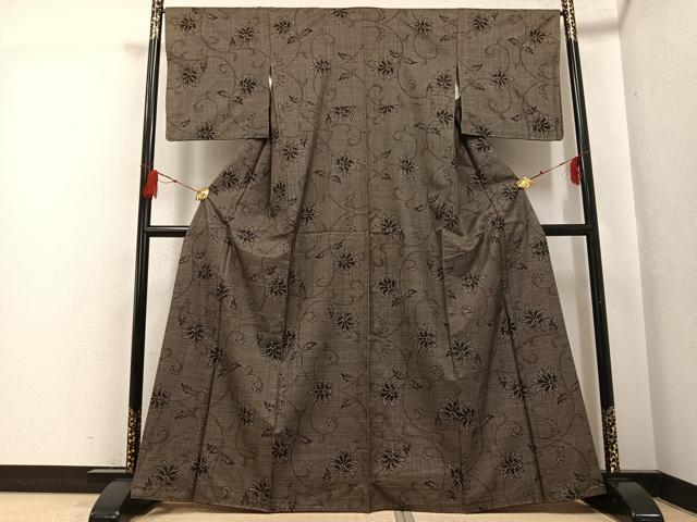 平和屋着物●本場大島紬 一元7マルキ 更紗唐草文 正絹 逸品 AABG2847ph