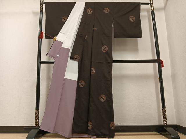 平和屋着物●本場大島紬 カタス9マルキ 地空き 月兎 正絹 逸品 AABG2849ph