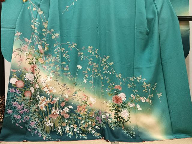 平和屋着物●豪華振袖 友禅 草花文 暈し染め 正絹 逸品 AABG2864ph