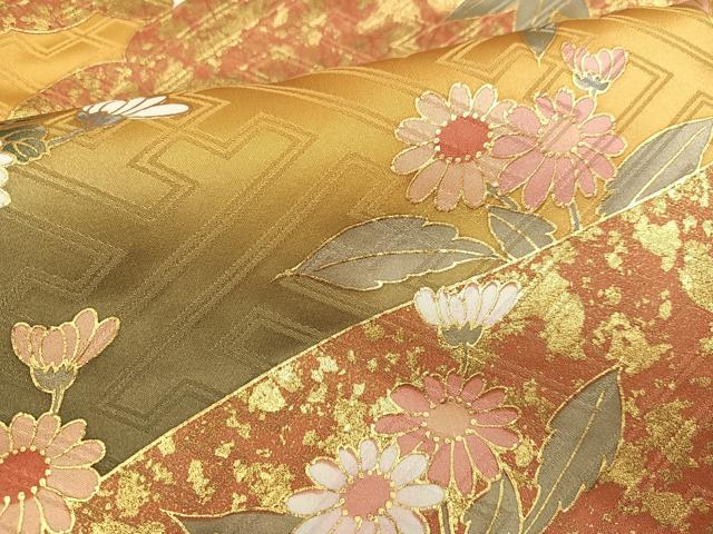 平和屋着物●豪華振袖 花蝶文 金彩 正絹 逸品 AABG2865ph