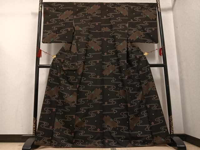 平和屋着物●本場大島紬 一元7マルキ 総絣 花筏文 正絹 逸品 AABG2868ph