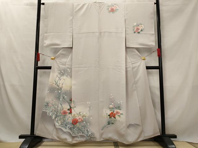 平和屋着物■訪問着 流水花鳥文 暈し染め 金糸 正絹 逸品 AABG2905st