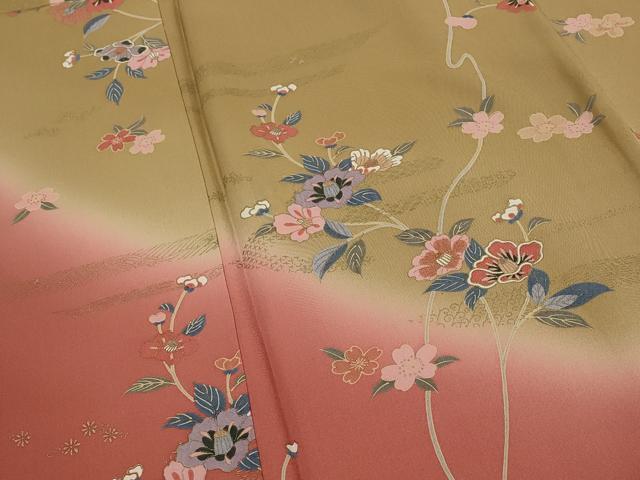 平和屋着物■訪問着 草花文 暈し染め 金彩 正絹 逸品 AABG2912st