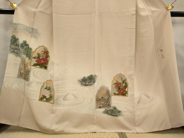 平和屋着物■訪問着 作家物 風景花文 暈し染め 金銀彩 正絹 逸品 AABG2933st