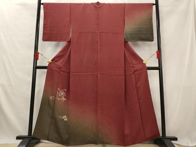 平和屋着物■訪問着 竹屋町刺繍 草花文 暈し染め 金銀糸 正絹 逸品 AABG2956st