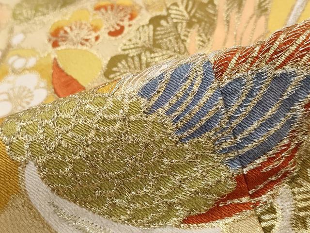 平和屋着物■豪華黒留袖 刺繍 鴛鴦 金銀糸 金彩 正絹 逸品 AABG2962st