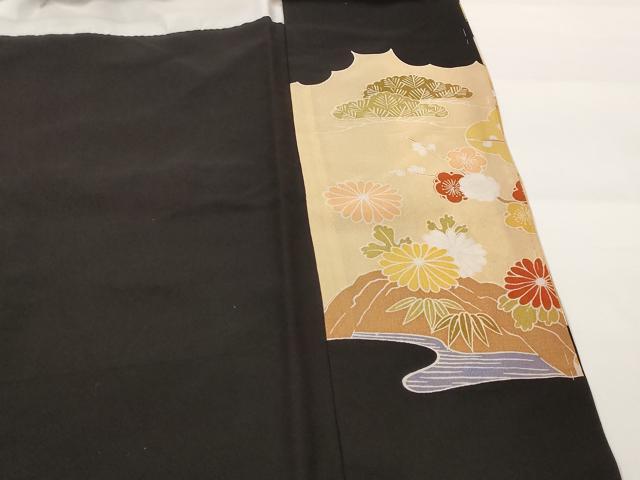 平和屋着物■豪華黒留袖 刺繍 鴛鴦 金銀糸 金彩 正絹 逸品 AABG2962st
