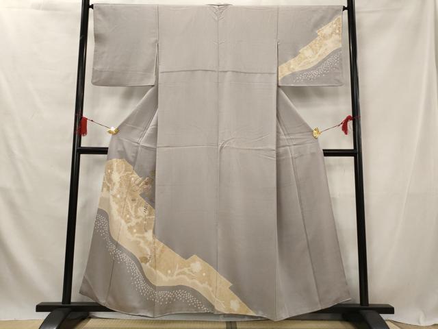 平和屋着物■中国三大刺繍 汕頭刺繍 スワトウ刺繍 相良刺繍 訪問着 絞り 扇面花文 金糸 金彩 正絹 逸品 AABG2967st