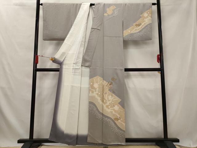 平和屋着物■中国三大刺繍 汕頭刺繍 スワトウ刺繍 相良刺繍 訪問着 絞り 扇面花文 金糸 金彩 正絹 逸品 AABG2967st