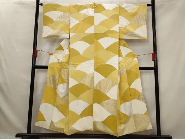 平和屋着物■上質な小紋 青海波文 銀彩 正絹 逸品 AABG2971st