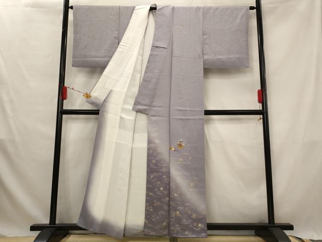 平和屋着物■訪問着 扇花文 松葉文 暈し染め 金彩 正絹 逸品 AABG2980st