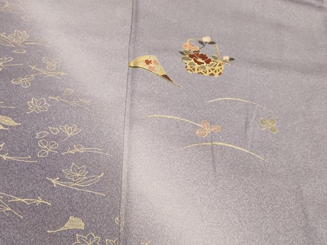 平和屋着物■訪問着 扇花文 松葉文 暈し染め 金彩 正絹 逸品 AABG2980st