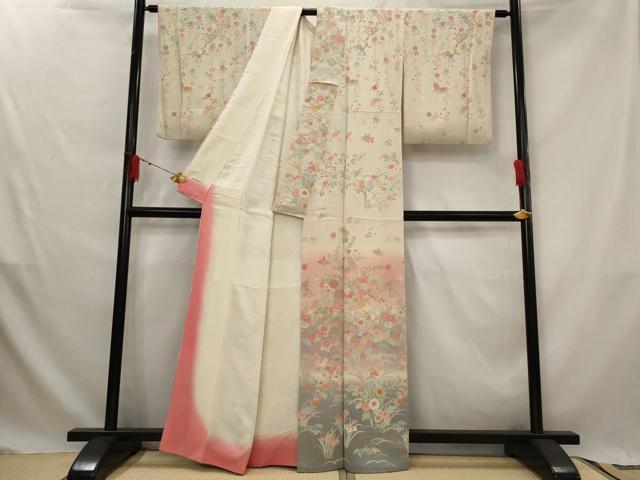 平和屋着物■訪問着 花蝶文 暈し染め 正絹 逸品 AABG2983st