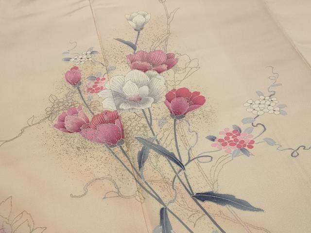 平和屋着物■訪問着 草花文 暈し染め 金銀彩 正絹 逸品 AABG2989st