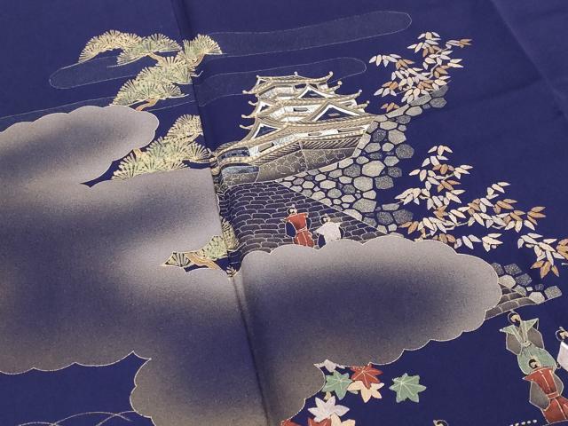 平和屋着物■訪問着 人物風景文 暈し染め 金彩 正絹 逸品 AABG3000st