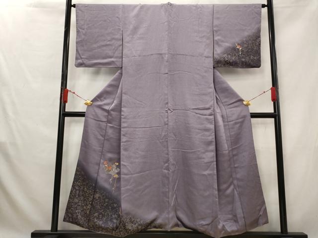 平和屋着物■中国三大刺繍 スワトウ刺繍 汕頭刺繍 訪問着 地紙花文 暈し染め 金糸 金彩 正絹 逸品 AABG3005st