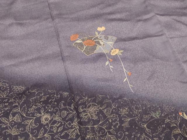平和屋着物■中国三大刺繍 スワトウ刺繍 汕頭刺繍 訪問着 地紙花文 暈し染め 金糸 金彩 正絹 逸品 AABG3005st