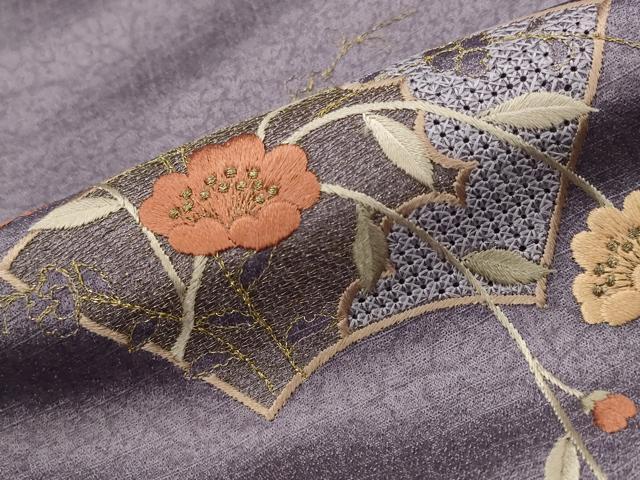 平和屋着物■中国三大刺繍 スワトウ刺繍 汕頭刺繍 訪問着 地紙花文 暈し染め 金糸 金彩 正絹 逸品 AABG3005st