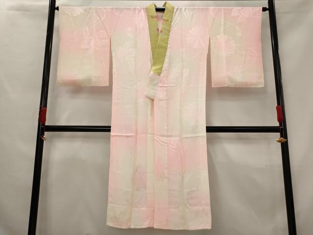 平和屋着物■長襦袢 無双仕立て 舞花地紋 暈し染め 半衿刺繍 正絹 逸品 AABG3011st