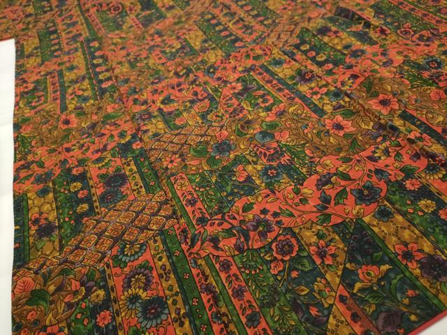 平和屋着物■上質な小紋 更紗花文 正絹 逸品 AABG3018st
