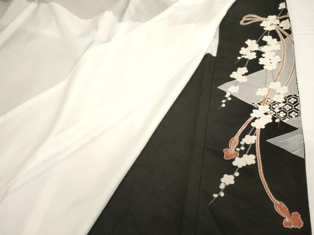 平和屋着物■豪華黒留袖 鼓舞扇花文 暈し染め 金銀彩 正絹 逸品 AABG3100ja