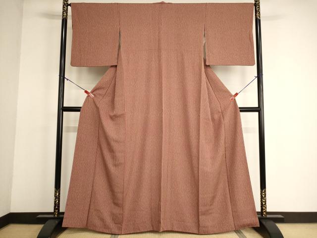 平和屋着物■上質な小紋 よろけ縞 正絹 逸品 AABG3102ja