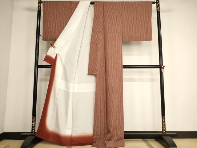 平和屋着物■上質な小紋 よろけ縞 正絹 逸品 AABG3102ja