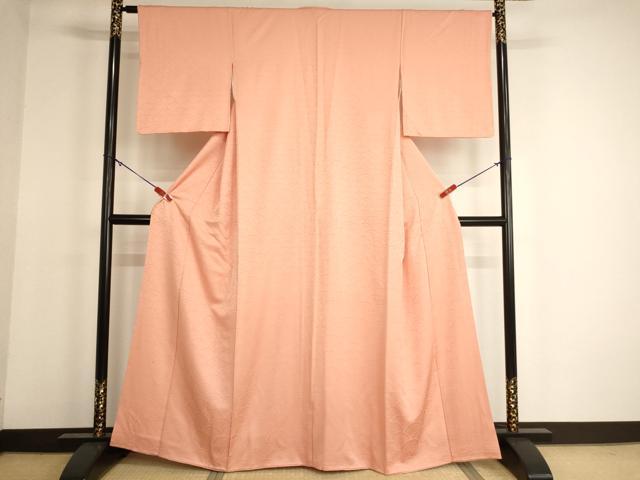 平和屋着物■上質な色無地 青海波地紋 一斤染色 正絹 逸品 AABG3105ja