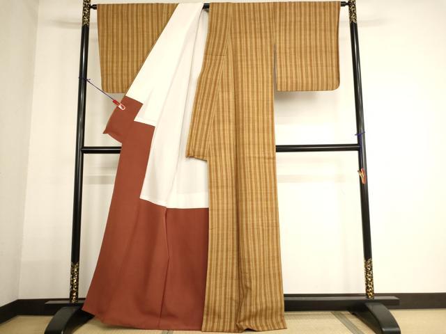平和屋着物■上質な紬 間道 正絹 逸品 AABG3297ja