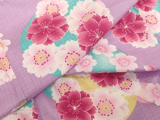 平和屋着物*夏物 浴衣 子供 女の子 花丸文 桜 綿 逸品 AABG3383ja
