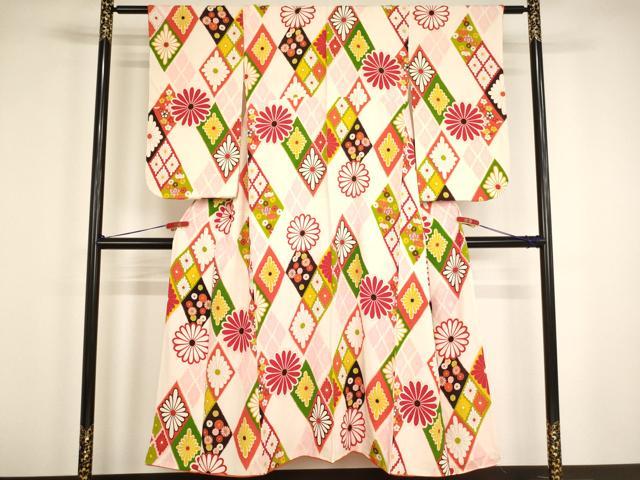 平和屋着物∵女の子 十三参り 子供 祝着 花菱文 正絹 逸品 AABG3389ja
