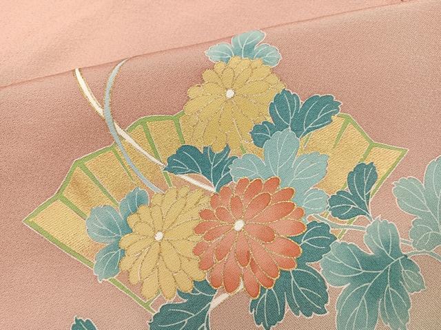 平和屋着物●訪問着 友禅 地紙枝花文 暈し染め 金彩 正絹 逸品 未使用 AABG3410ph