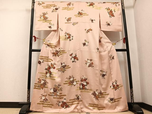 平和屋着物●訪問着 駒刺繍 エ霞枝花文 金彩 正絹 逸品 AABG3413ph
