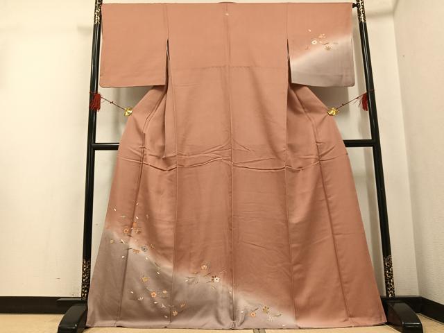 平和屋着物●訪問着 友禅 松竹梅 暈し染め 金彩 正絹 逸品 AABG3419ph