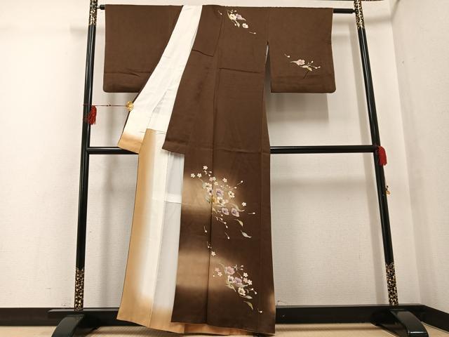 平和屋着物●訪問着 作家物 舞花文 暈し染め 金銀彩 正絹 逸品 AABG3424ph