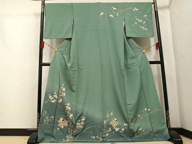 平和屋着物●訪問着 女人花文 暈し染め 金彩 正絹 逸品 AABG3427ph