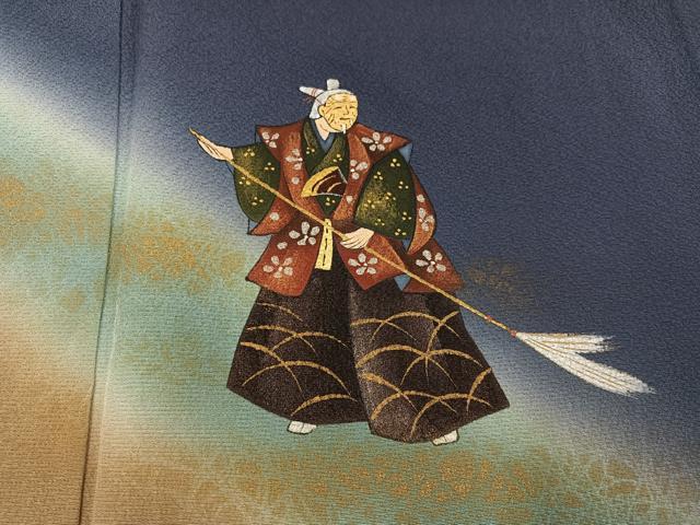 平和屋着物●訪問着 松原清久 手描き 人物花文 暈し染め 金彩 正絹 逸品 AABG3434ph