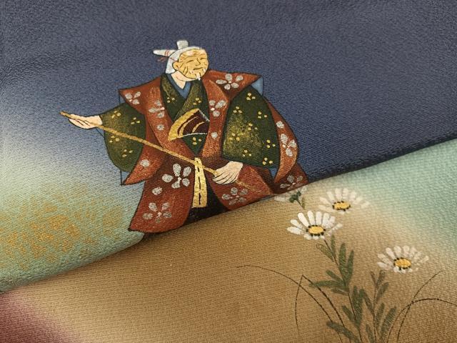平和屋着物●訪問着 松原清久 手描き 人物花文 暈し染め 金彩 正絹 逸品 AABG3434ph