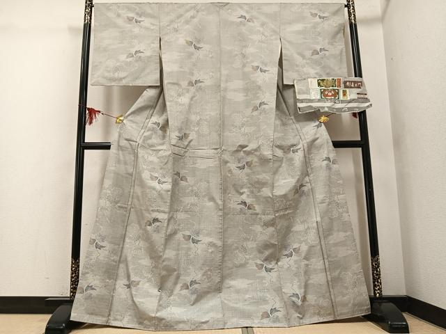 平和屋着物●都喜ヱ門 本場大島紬 白大島 カタス7マルキ 総絣 蔦の葉文 藤絹織物謹製 証紙付き 正絹 逸品 AABG3436ph