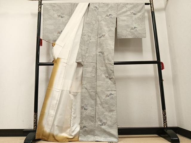 平和屋着物●都喜ヱ門 本場大島紬 白大島 カタス7マルキ 総絣 蔦の葉文 藤絹織物謹製 証紙付き 正絹 逸品 AABG3436ph