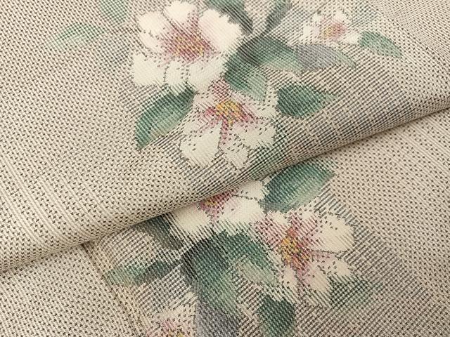 平和屋着物●都喜ヱ門 本場大島紬 白大島 一元7マルキ 総絣 草花文 藤絹織物謹製 証紙付き 正絹 逸品 AABG3437ph