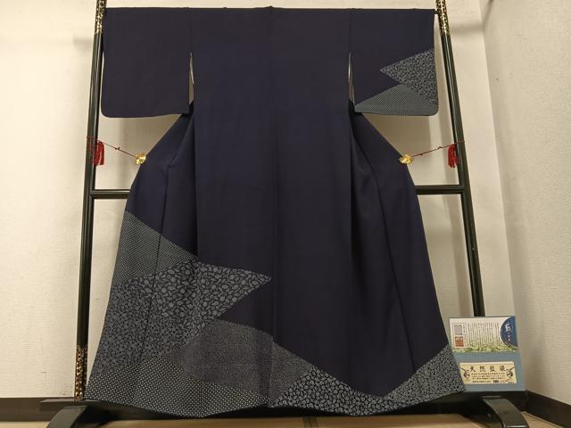 平和屋着物●藍染工房・こんや 全国阿波藍染染織作家協会会員 松本輝夫 訪問着 天然藍染 茶道具 証紙付き 正絹 逸品 AABG3439ph