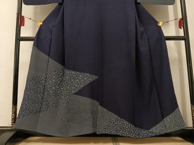 平和屋着物●藍染工房・こんや 全国阿波藍染染織作家協会会員 松本輝夫 訪問着 天然藍染 茶道具 証紙付き 正絹 逸品 AABG3439ph